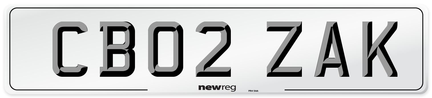 CB02 ZAK Number Plate from New Reg